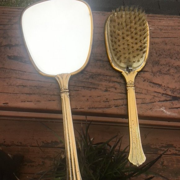 Vintage Accessories - Vintage Hairbrush And Mirror